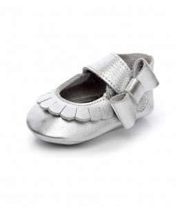 Silver Ruffled Leather Moccs